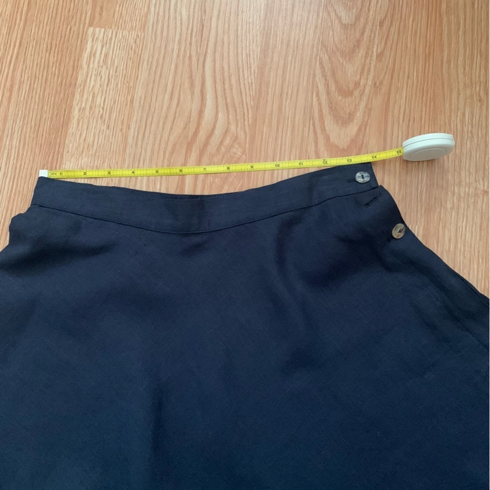 Poleci Navy Blue Linen A-line Button-up Skirt Size 28 - Picture 3 of 7